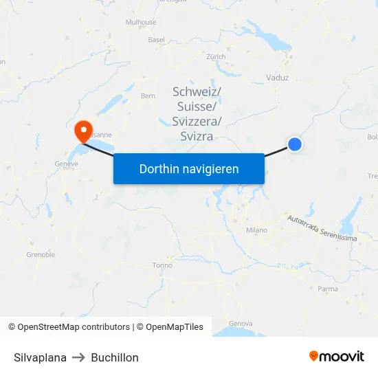 Silvaplana to Buchillon map