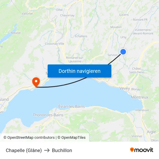Chapelle (Glâne) to Buchillon map