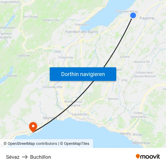 Sévaz to Buchillon map