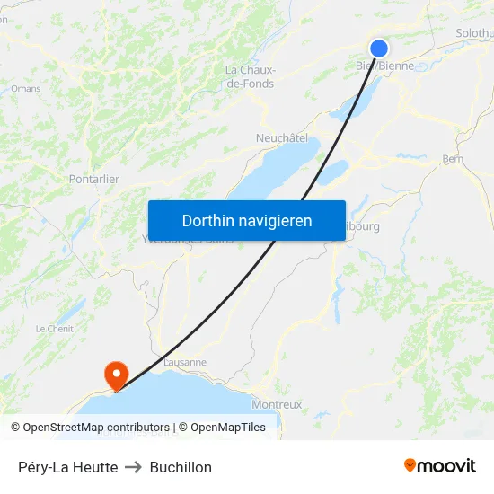 Péry-La Heutte to Buchillon map