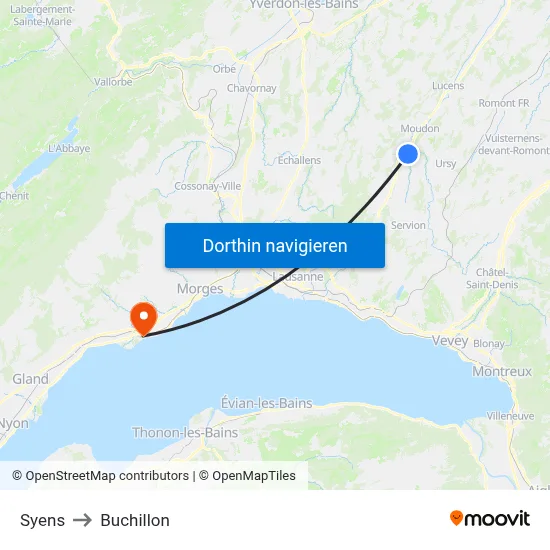 Syens to Buchillon map