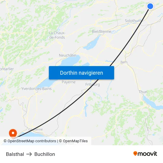 Balsthal to Buchillon map