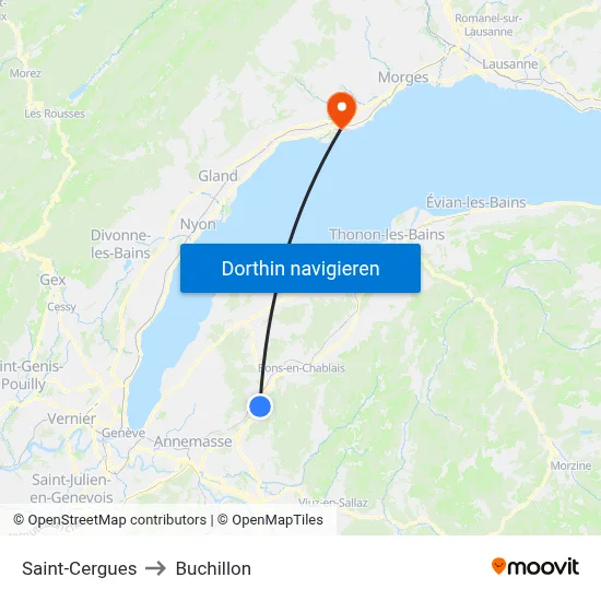 Saint-Cergues to Buchillon map