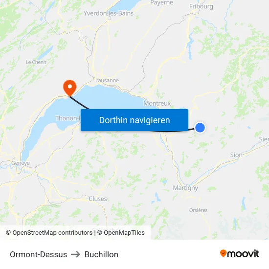 Ormont-Dessus to Buchillon map