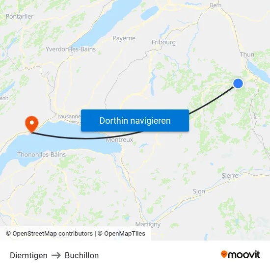 Diemtigen to Buchillon map