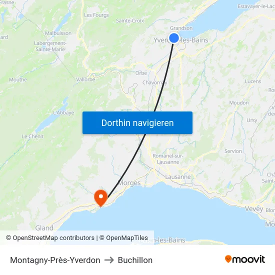Montagny-Près-Yverdon to Buchillon map