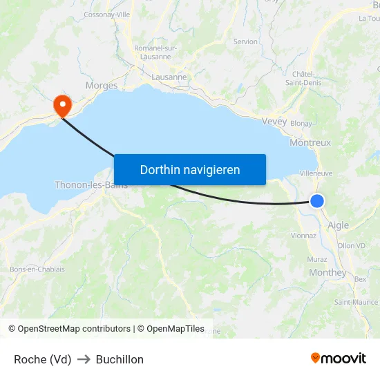 Roche (Vd) to Buchillon map