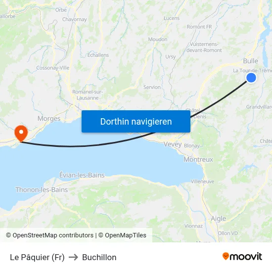 Le Pâquier (Fr) to Buchillon map