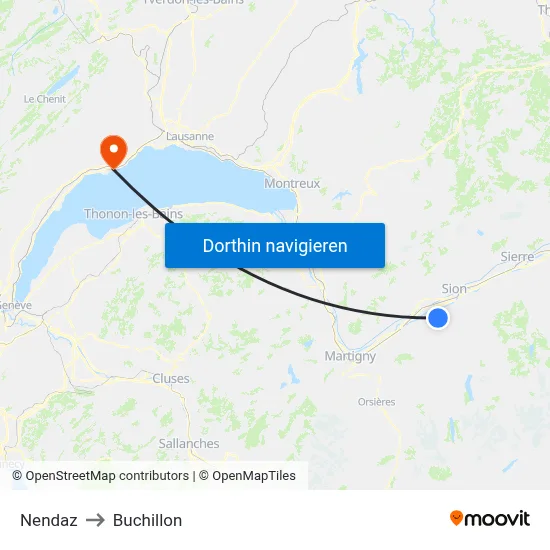 Nendaz to Buchillon map