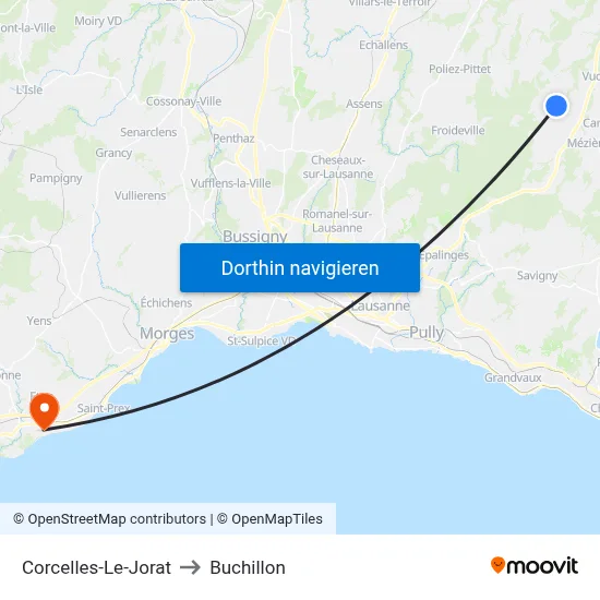 Corcelles-Le-Jorat to Buchillon map