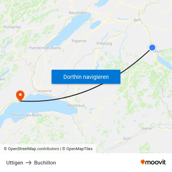 Uttigen to Buchillon map
