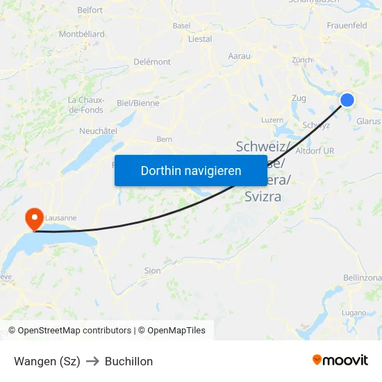 Wangen (Sz) to Buchillon map