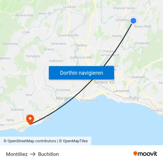 Montilliez to Buchillon map