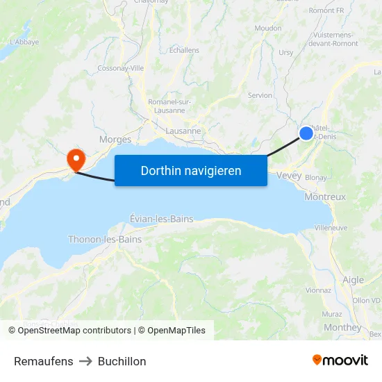 Remaufens to Buchillon map