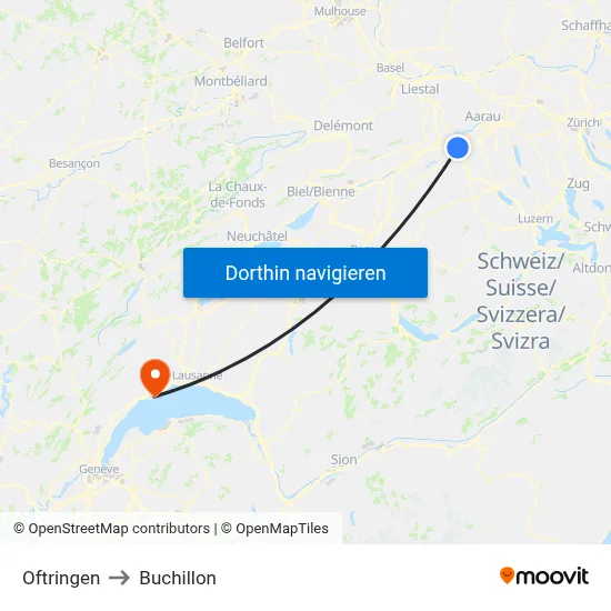 Oftringen to Buchillon map