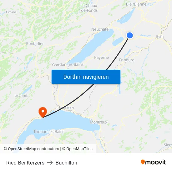 Ried Bei Kerzers to Buchillon map