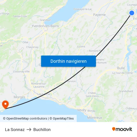 La Sonnaz to Buchillon map