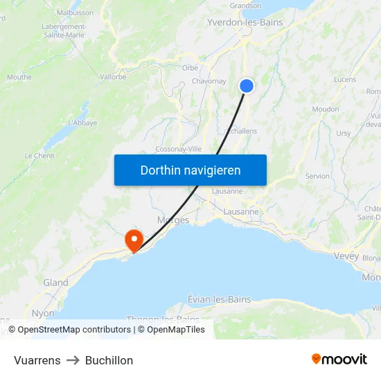 Vuarrens to Buchillon map