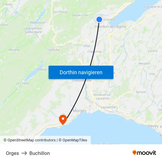 Orges to Buchillon map