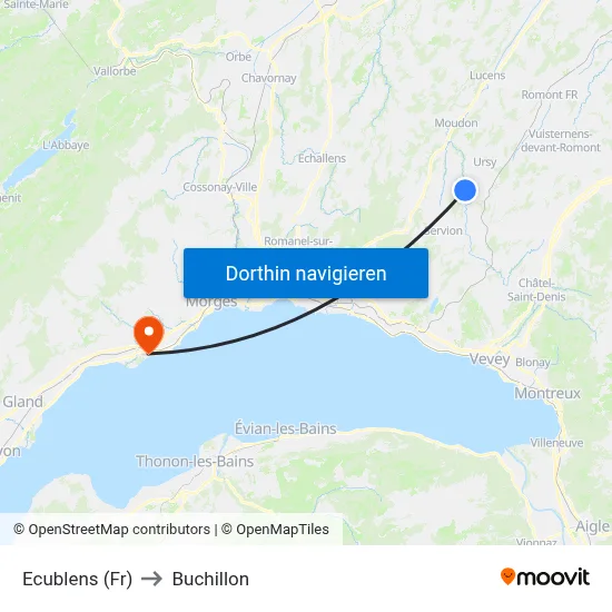 Ecublens (Fr) to Buchillon map