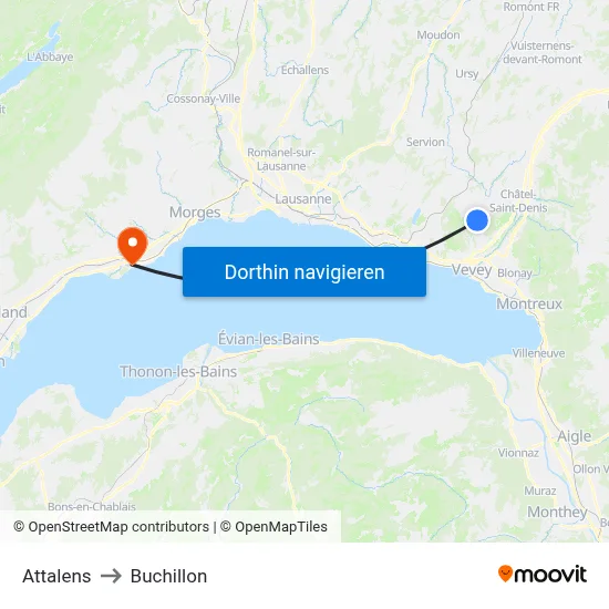 Attalens to Buchillon map