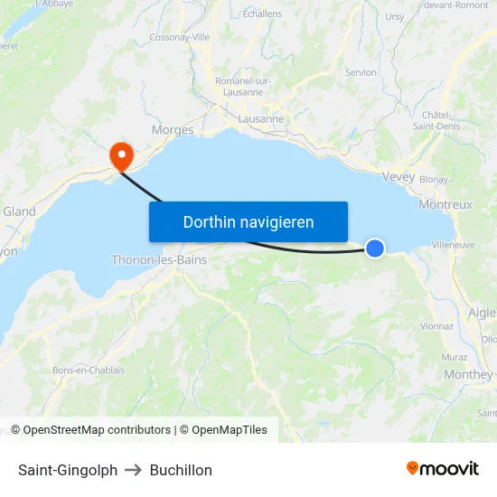 Saint-Gingolph to Buchillon map