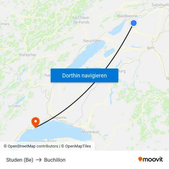 Studen (Be) to Buchillon map