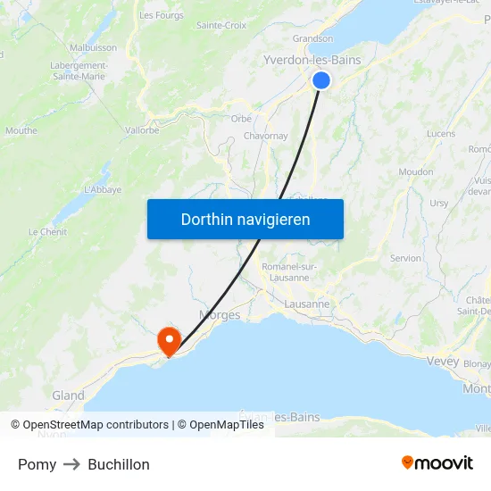 Pomy to Buchillon map