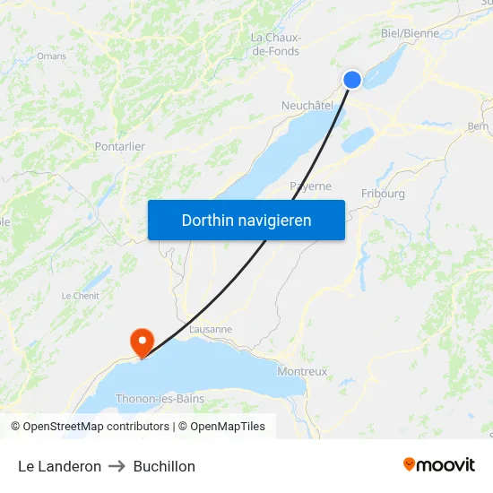 Le Landeron to Buchillon map