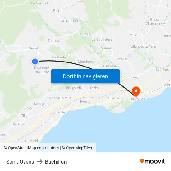 Saint-Oyens to Buchillon map