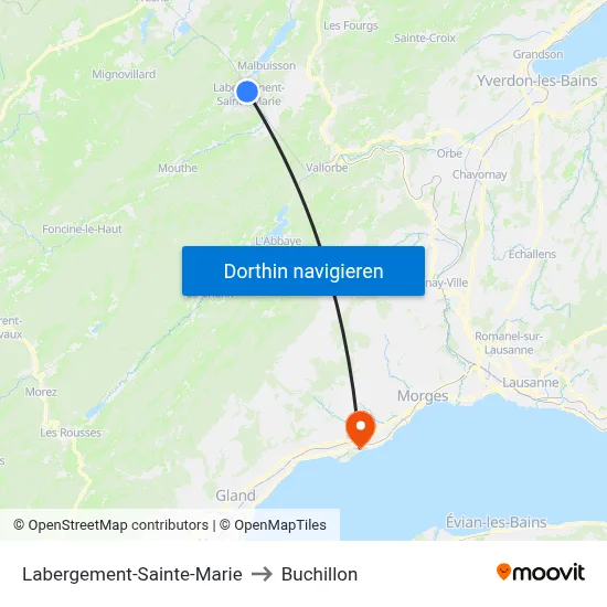 Labergement-Sainte-Marie to Buchillon map