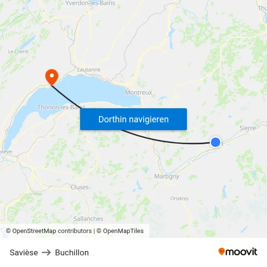 Savièse to Buchillon map
