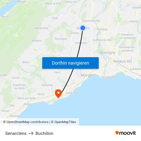 Senarclens to Buchillon map
