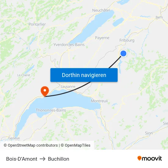 Bois-D’Amont to Buchillon map