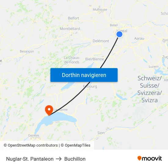 Nuglar-St. Pantaleon to Buchillon map