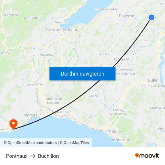 Ponthaux to Buchillon map