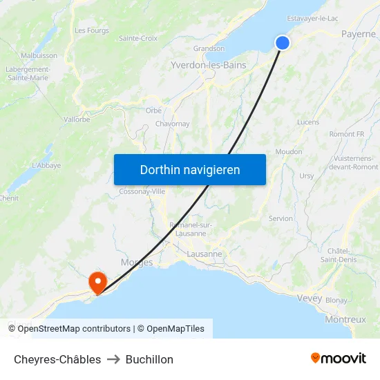 Cheyres-Châbles to Buchillon map