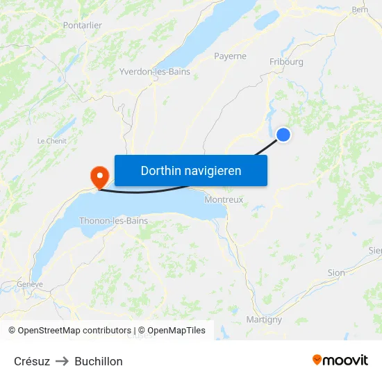 Crésuz to Buchillon map