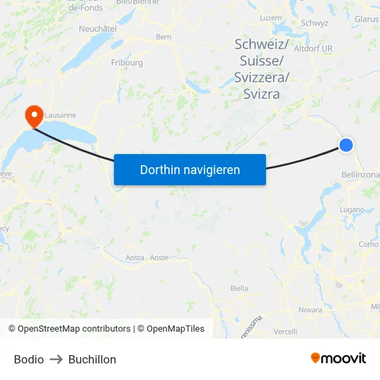 Bodio to Buchillon map