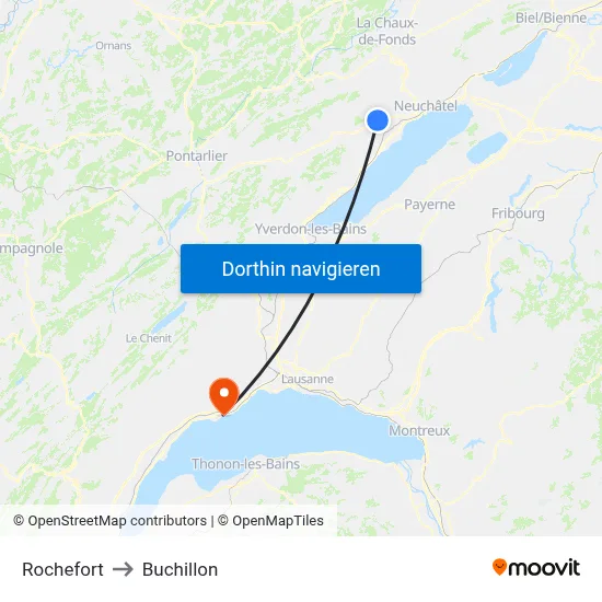 Rochefort to Buchillon map