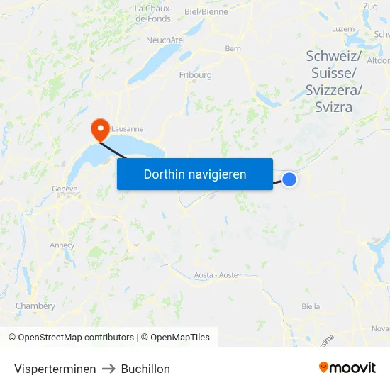 Visperterminen to Buchillon map