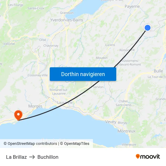 La Brillaz to Buchillon map