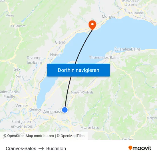 Cranves-Sales to Buchillon map