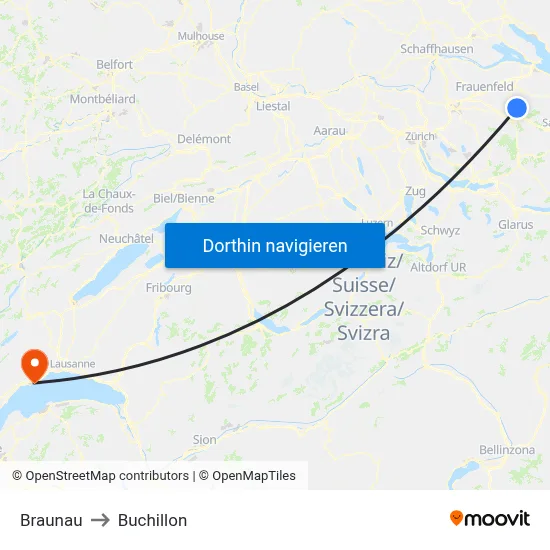Braunau to Buchillon map