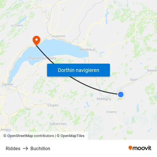Riddes to Buchillon map