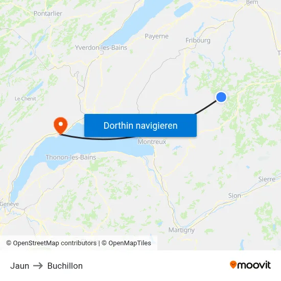 Jaun to Buchillon map