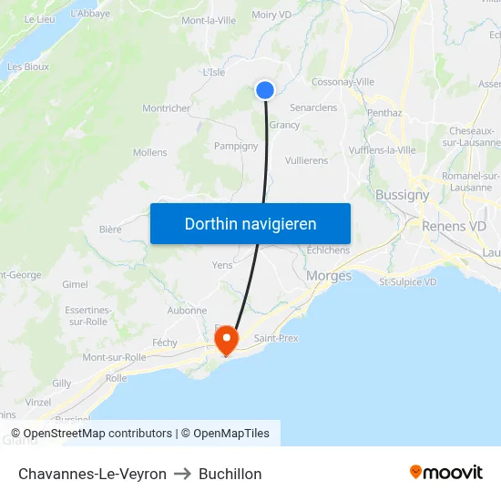 Chavannes-Le-Veyron to Buchillon map