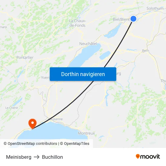 Meinisberg to Buchillon map