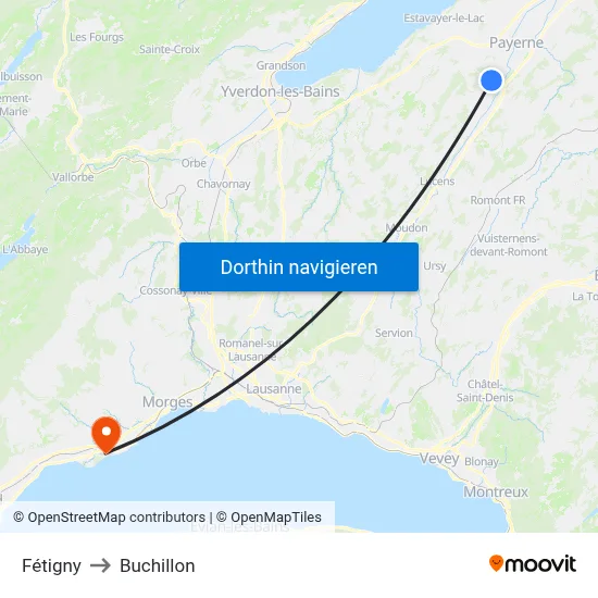 Fétigny to Buchillon map