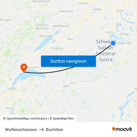 Wolfenschiessen to Buchillon map